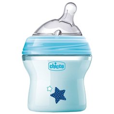 Chicco Бутылочка с наклонной соской Natural Feeling, 150 мл с рождения, голубой