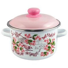 Кастрюля Appetite Bird 4 л, белый/розовый