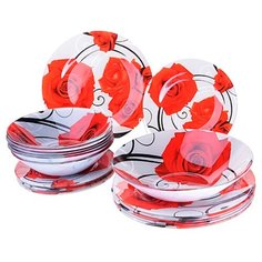 Столовый сервиз Loraine 28330 19 предметов белый/красный