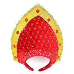 Головной убор Новогодняя Сказка Ободок Кокошник (973719), красный/золотой