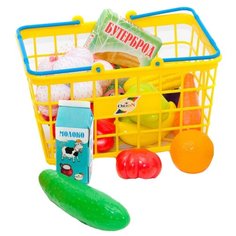 Набор продуктов с посудой Orion Toys Фрукты и овощи в корзинке 379в5 желтый/синий/красный