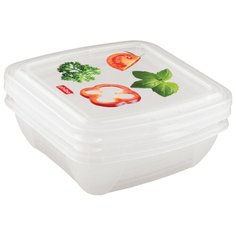 Phibo Комплект контейнеров Fresco для холодильника и микроволной печи с декором 0.5л х 3 шт прозрачный