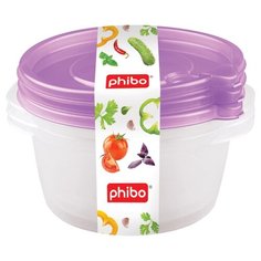 Phibo Комплект контейнеров с клапаном Фрэш 0,75л (3 шт) прозрачный/сиреневый