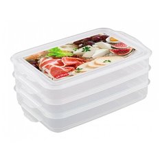 Phibo Комплект контейнеров Food System для продуктов с декором 3 шт. 1л+1л+1л прозрачный