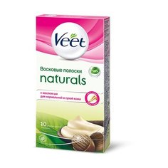 Veet Восковые полоски Naturals с маслом ши для нормальной и сухой кожи 10 шт.