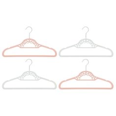 Вешалка EL CASA Набор с перекладиной Кружево 4шт коралловый/серебряный