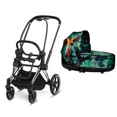 Универсальная коляска Cybex Priam III Koi/Rebellious/Anna K/Birds of Paradise/JS (2 в 1) birds of paradise/chrome/black, цвет шасси: серебристый