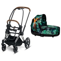 Универсальная коляска Cybex Priam III Koi/Rebellious/Anna K/Birds of Paradise/JS (2 в 1) birds of paradise/chrome/brown, цвет шасси: серебристый