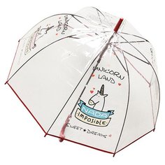 Зонт-трость полуавтомат Эврика Единорог красный