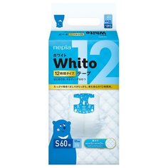 Nepia подгузники Whito 12 часов S (4-8 кг) 60 шт.