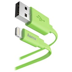 Кабель HAMA USB - Apple Lightning Flat 1.2 м зеленый