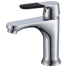 Смеситель для раковины (умывальника) Ростовская Мануфактура Сантехники SL123-001F однорычажный двухцветный черный/хром