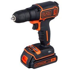 Аккумуляторная дрель-шуруповерт BLACK+DECKER BDCD18 30 Н·м черный/оранжевый