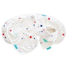 TinyTwinkle Комплект из нагрудника, слюнявчика-банданы и пеленки, 3 шт., расцветка: звезды