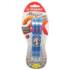 STABILO Набор шариковых ручек Марафон 318, в упаковке 3 штуки, синий цвет чернил