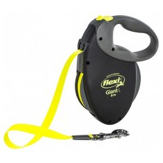 Поводок-рулетка для собак Flexi Giant L ленточный черный/желтый 8 м