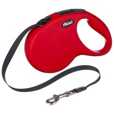 Поводок-рулетка для собак Flexi New Classic M ленточный красный 5 м