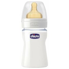 Chicco Бутылочка из стекла с соской из латекса Well-Being, 150 мл с рождения, бесцветный
