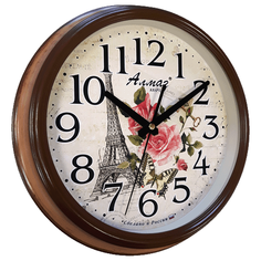 Часы настенные кварцевые Алмаз A06 коричневый/бежевый