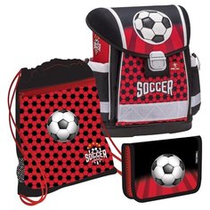 Belmil Ранец Classy Soccer с наполнением (403-13/639/SET), красный/черный