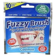 Зубная щетка Fuzzy Brush жевательная 95% ксилитола, белый, 10 шт.