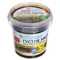 Мыло густое Народные рецепты для волос и тела восстанавливающее дегтярное, 155 мл