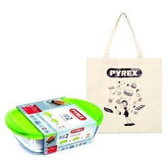 Форма для запекания стеклянная Pyrex 912S774/2017, 2 шт. прозрачный/зеленый