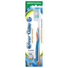 Зубная щетка Silver Care H2O Medium, синий/оранжевый/салатовый