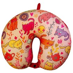 Подушка для шеи Штучки, к которым тянутся ручки Мяу, розовая