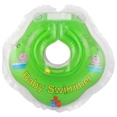 Круг на шею Baby Swimmer 0m+ (3-12 кг) с погремушкой салатовый