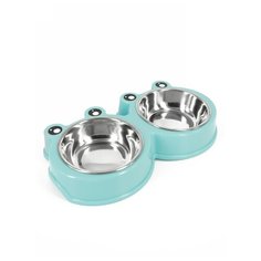 Миска Удачная покупка P0027-L двойная голубой / серебристый