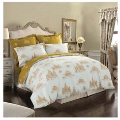 Постельное белье 2-спальное СайлиД B-169, сатин белый/коричневый