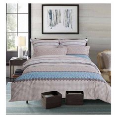 Постельное белье семейное СайлиД B-193, сатин серый/голубой