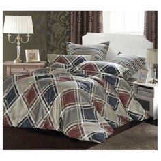 Постельное белье 1.5-спальное СайлиД B-159, сатин серый/бордовый