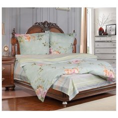 Постельное белье 1.5-спальное СайлиД B-111, сатин голубой