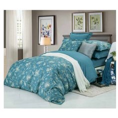 Постельное белье 1.5-спальное СайлиД B-180, сатин синий