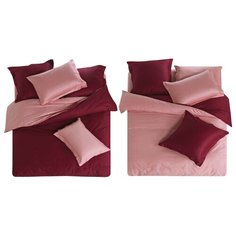 Постельное белье 1.5-спальное СайлиД L-1, сатин бордовый/розовый