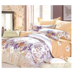 Постельное белье евростандарт СайлиД B-145, сатин фиолетовый/оранжевый