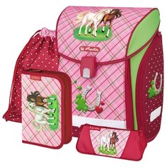 Herlitz Ранец New Midi Plus Horses с наполнением, розовый/красный/зеленый