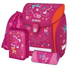 Herlitz Ранец New Midi Plus Butterfly с наполнением, розовый/оранжевый