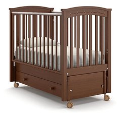 Кроватка Nuovita Perla Solo (качалка), продольный маятник темный орех