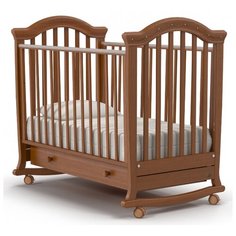 Кроватка Nuovita Perla (колесо) (качалка), на полозьях темный орех