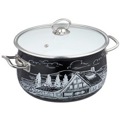 Кастрюля Savasan Хуторок 1379 5 л, черный/белый