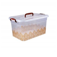 ПОЛИМЕРБЫТ Контейнер с крышкой с фиксаторами и рукояткой 10 л прозрачный/коричневый