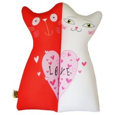 Подушка-игрушка антистресс Штучки, к которым тянутся ручки Парочка, красно-белая 35 см