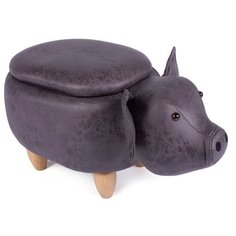 Пуфик с ящиком для хранения BRADEX HOME Поросёнок искусственная кожа темно-серый