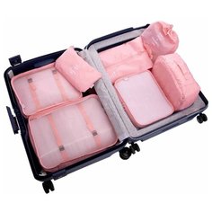 ROUTEMARK Набор из шести органайзеров для одежды Packing Cubes-01 розовый