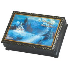 Набор конфет Кремлина Чернослив шоколадный с грецким орехом в сувенирной шкатулке 150 г с Рождеством