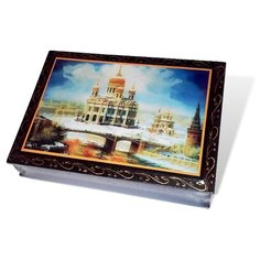 Набор конфет Кремлина Курага шоколадная с грецким орехом в сувенирной шкатулке 300 г храм хс зима