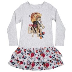 Платье Sweet Berry размер 110, серый меланж/коралловый/синий